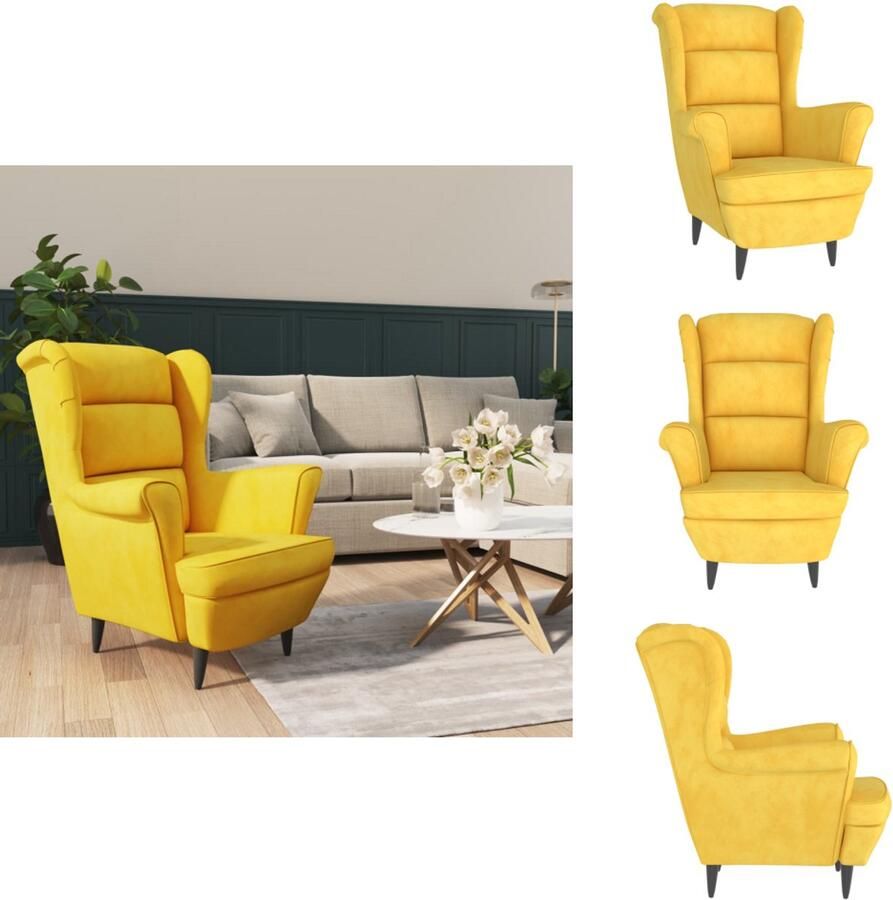 VidaXL Fauteuil Velvet Mosterdgeel 81 x 90 x 96.5 cm Trendy ontwerp Fauteuil