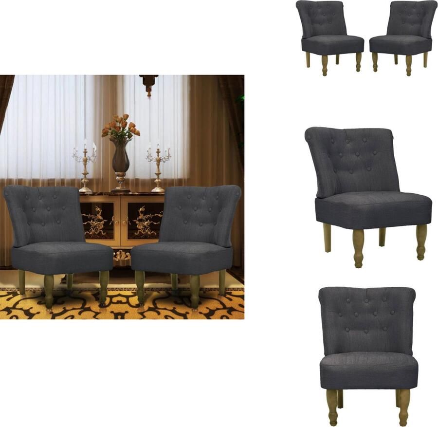 VidaXL Fauteuil Fauteuils Stoel Stoelen Franse stoelen 2 st stof grijs
