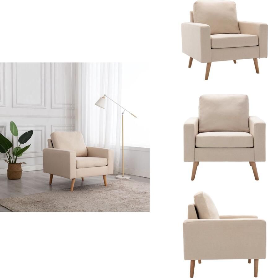 VidaXL Fauteuil Fauteuils Stoffen Stoel Stoffen Stoelen Fauteuil stof crème