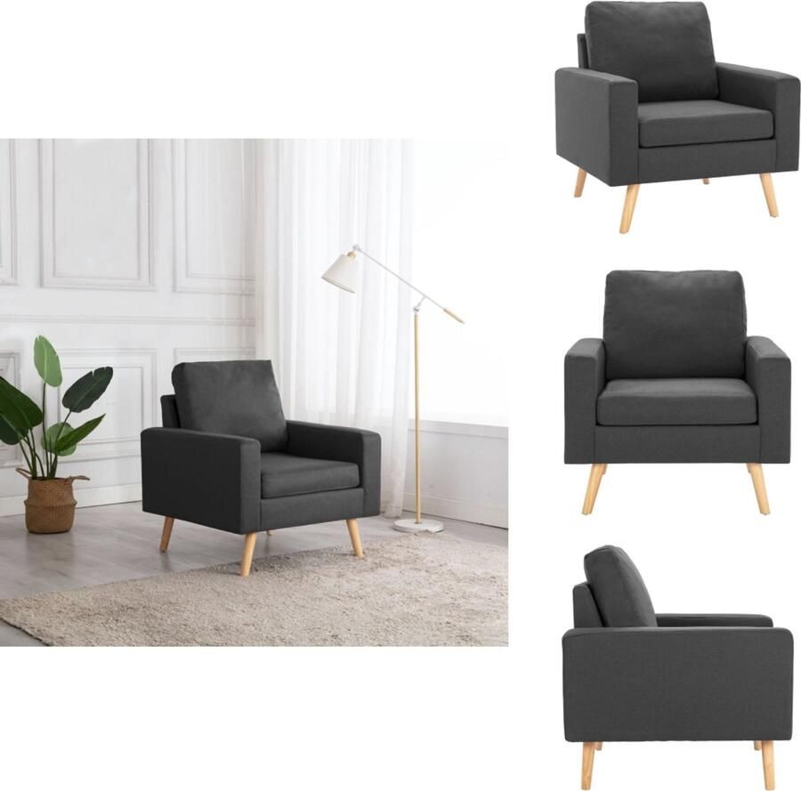 VidaXL Fauteuil niet gespecificeerd Stoelen Afmeting- 77 x 71 x 80 cm Kleur- donkergrijs Fauteuil