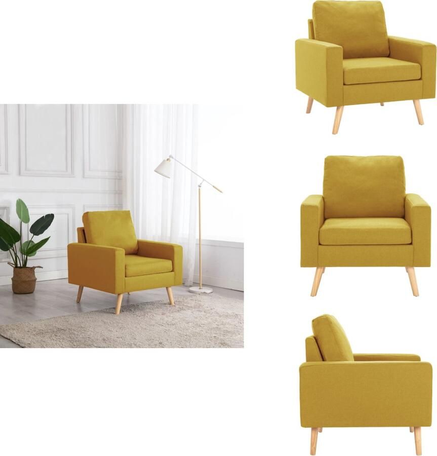 VidaXL Fauteuil Fauteuils Stoffen Stoel Stoffen Stoelen Fauteuil stof geel
