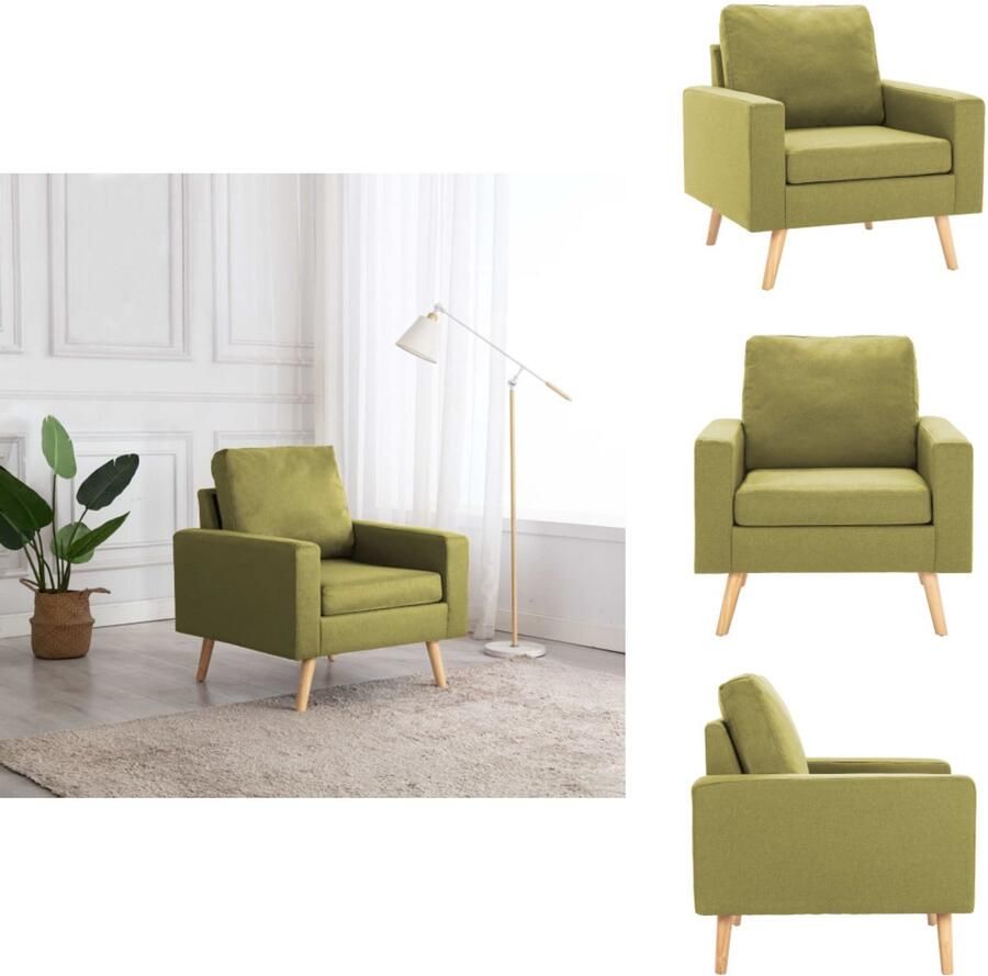 VidaXL Fauteuil Groen Stof 77 x 71 x 80 cm Comfortabel zitmeubel met zachte bekleding Fauteuil