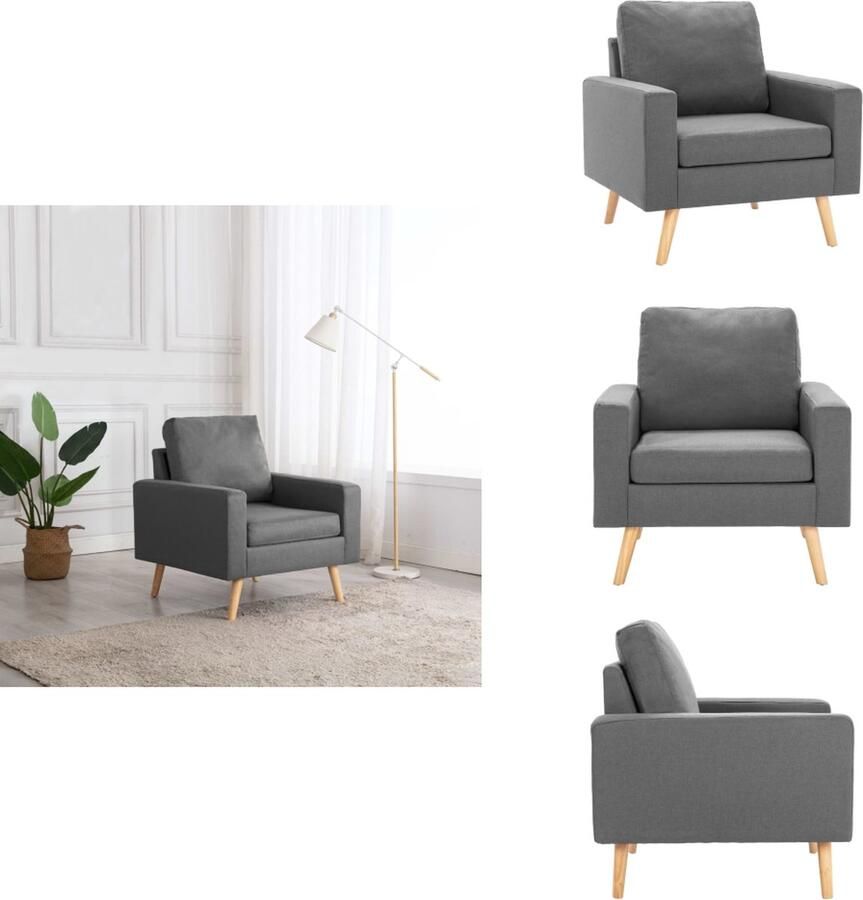 VidaXL Fauteuil Zitmeubels 77 x 71 x 80 cm Lichtgrijs stoffen bekleding Fauteuil