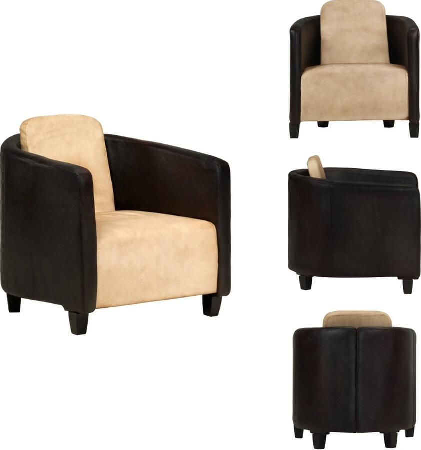 VidaXL Fauteuil Fauteuils Zitbank Zitbanken Fauteuil echt leer tan en zwart