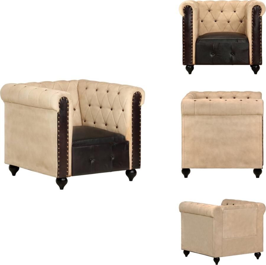 VidaXL Fauteuil Fauteuils Zitstoel Zitstoelen Fauteuil Chesterfield-stijl echt leer bruin