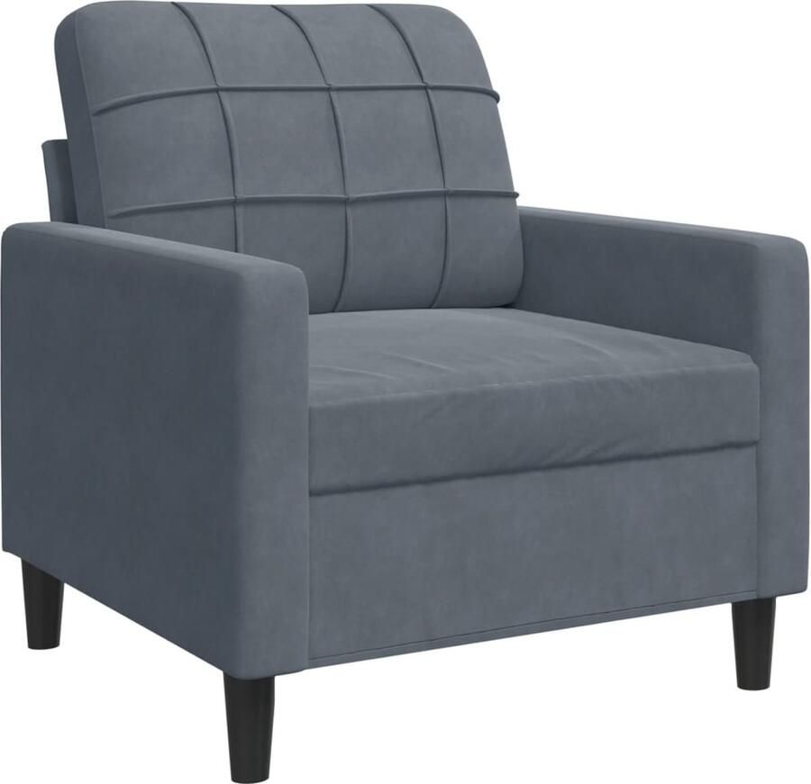 The Living Store Fauteuil 60 cm fluweel donkergrijs Fauteuil Donkere Kleuren Moderne Fauteuils Lounge Stoel Fluweel Fauteuil