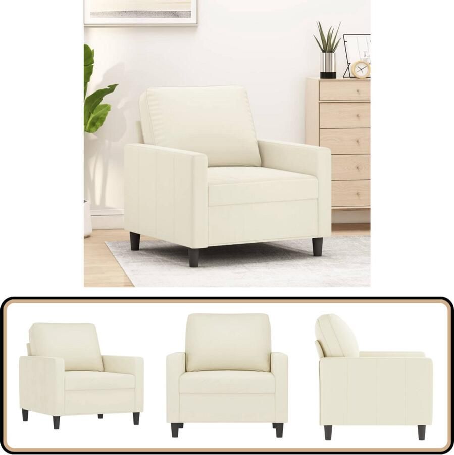 VidaXL Fauteuil Fluweel crèmekleurig 60 cm Fauteuil Fauteuils Bank Zitstoel