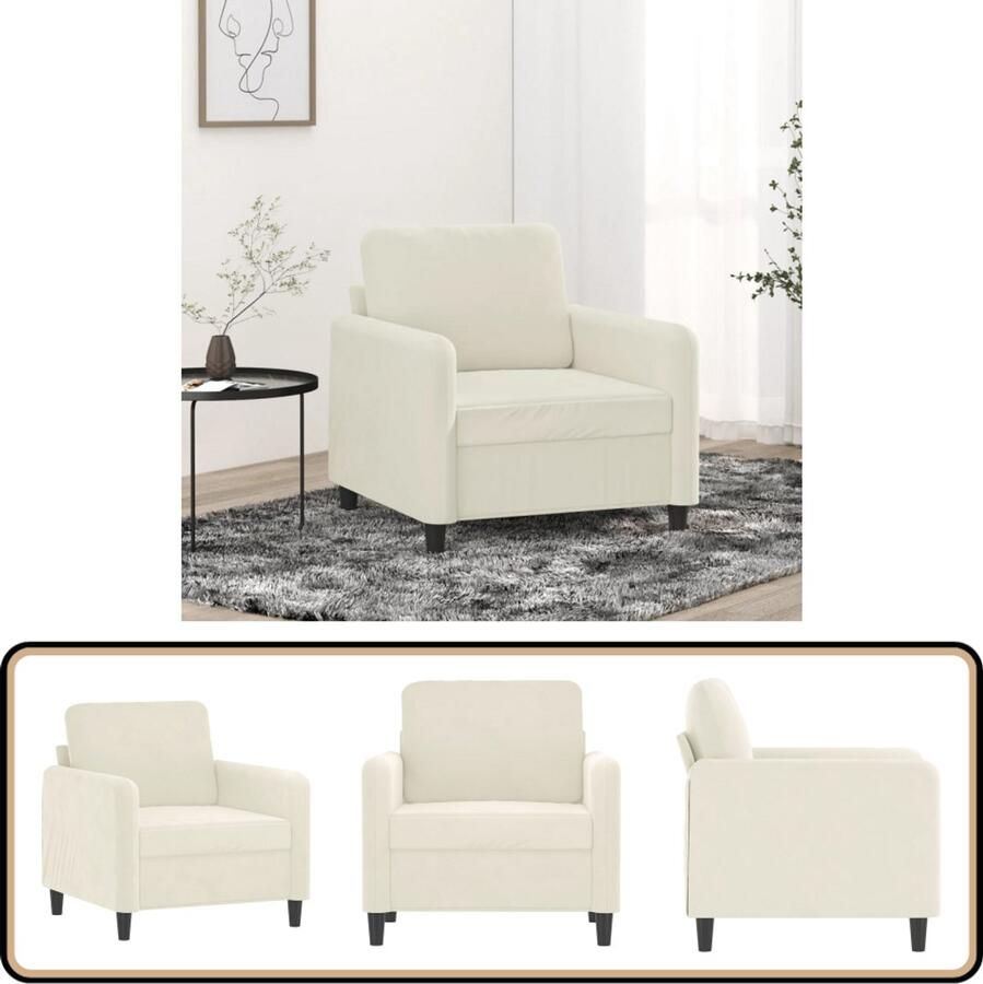 VidaXL Fauteuil Fluweel Crèmekleurig 60 cm Fauteuil Fluweel Stoffen Fauteuil Design Fauteuil Lounge Fauteuil Relaxstoel - Foto 3