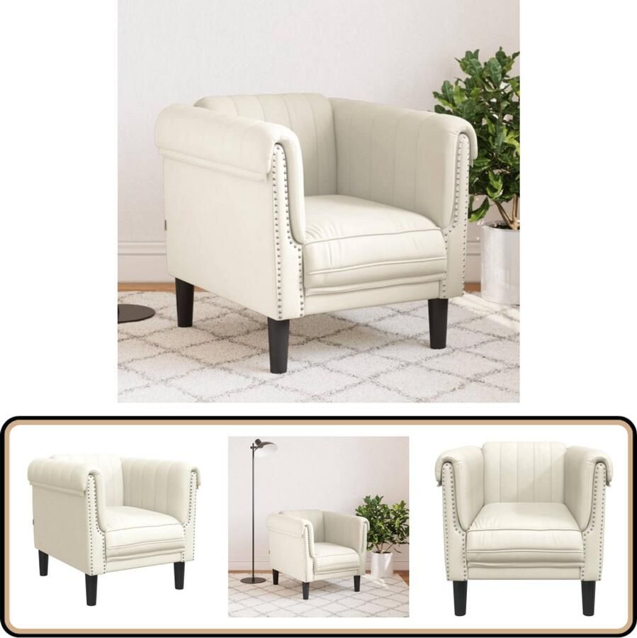 VidaXL Fauteuil Fluweel Crèmekleurig Fauteuil Fluweel Creme Lounge Relaxstoel