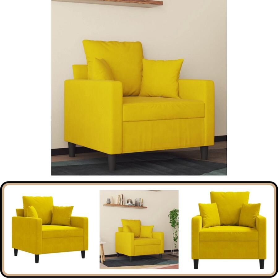 VidaXL Fauteuil 60 cm fluweel geel Gele Fauteuil Fluweelfauteuil Designfauteuil Lounge Fauteuil Eetkamerstoel
