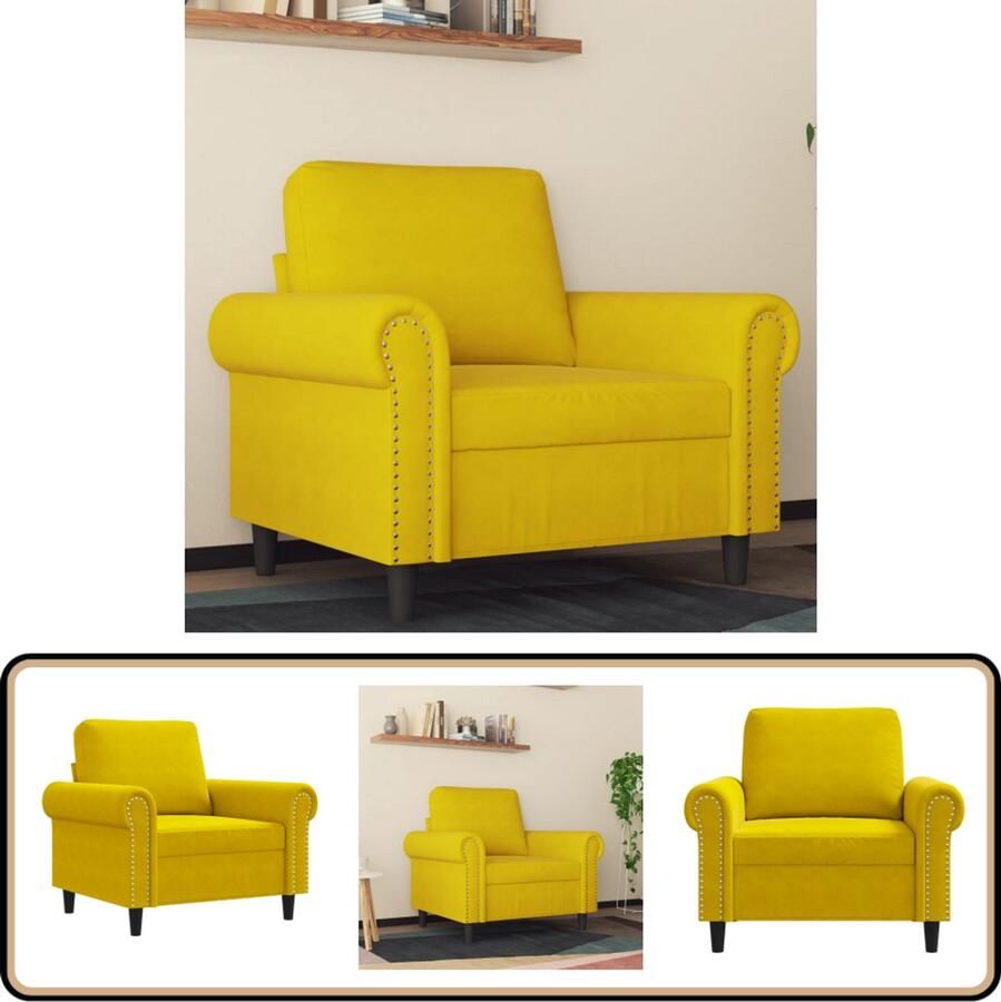 VidaXL Fauteuil Fluweel Geel Comfort & Stijl Fauteuil Fluweel Stoffen Fauteuil Gele Fauteuil Moderne Fauteuil Comfortabele Fauteuil