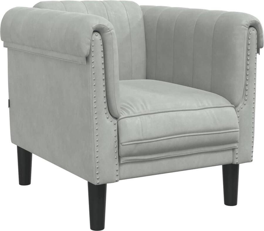 VidaXL Fauteuil Fluweel Lichtgrijs Modern Design Fauteuil Fauteuils Bank Zitstoel - Foto 4