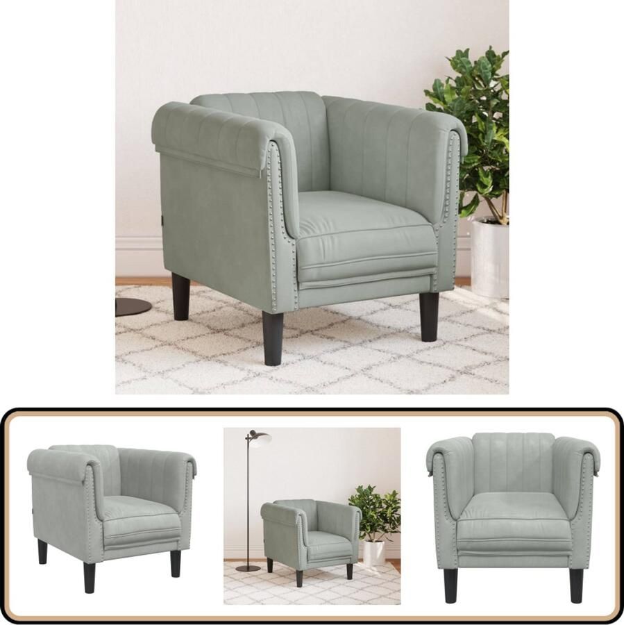 VidaXL Fauteuil Fluweel Lichtgrijs Modern Design Fauteuil Fauteuils Bank Zitstoel