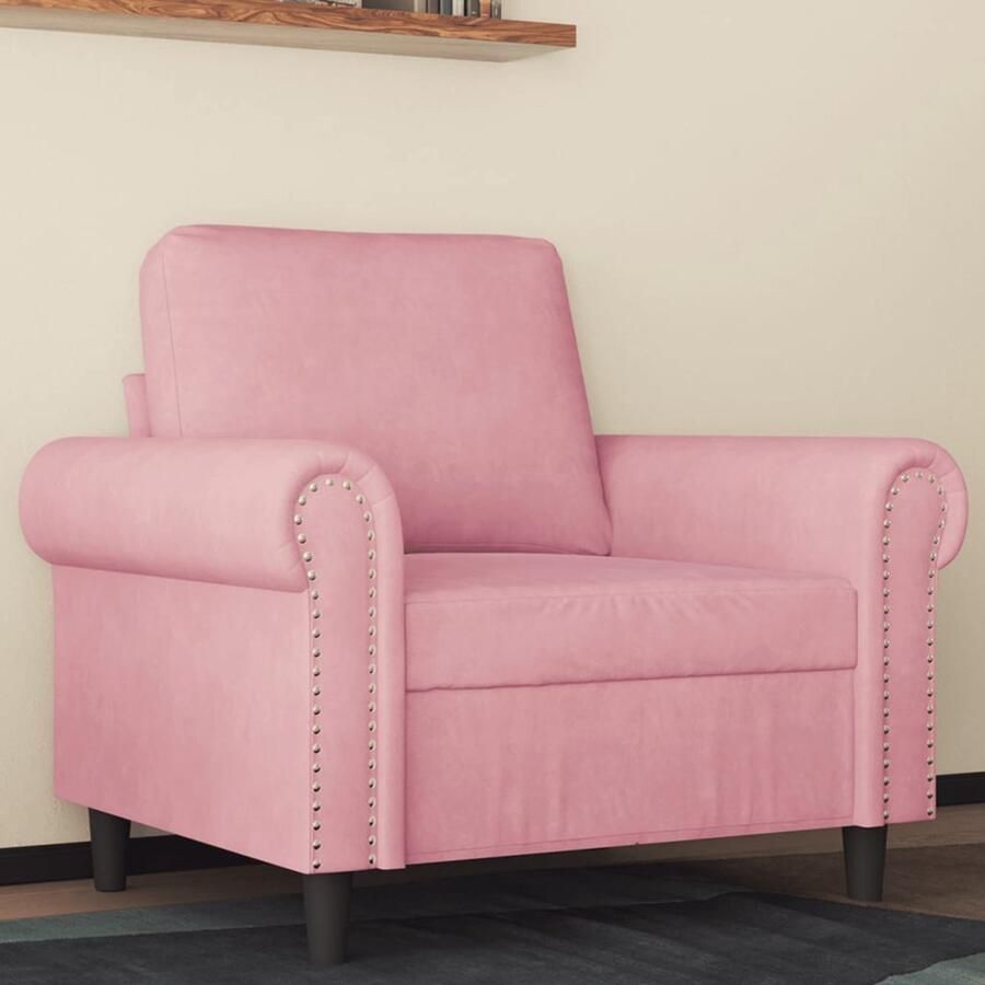 VidaXL Fauteuil Fluweel Roze 60 cm Elegant Design Fauteuil Fluweel Stoffen Roze Fauteuil Design Fauteuil Lounge Stoel