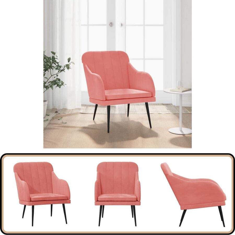VidaXL Fauteuil Fluweel Roze Stijlvol en Comfortabel Fauteuil Velvet Roze Lounge Woonkamer