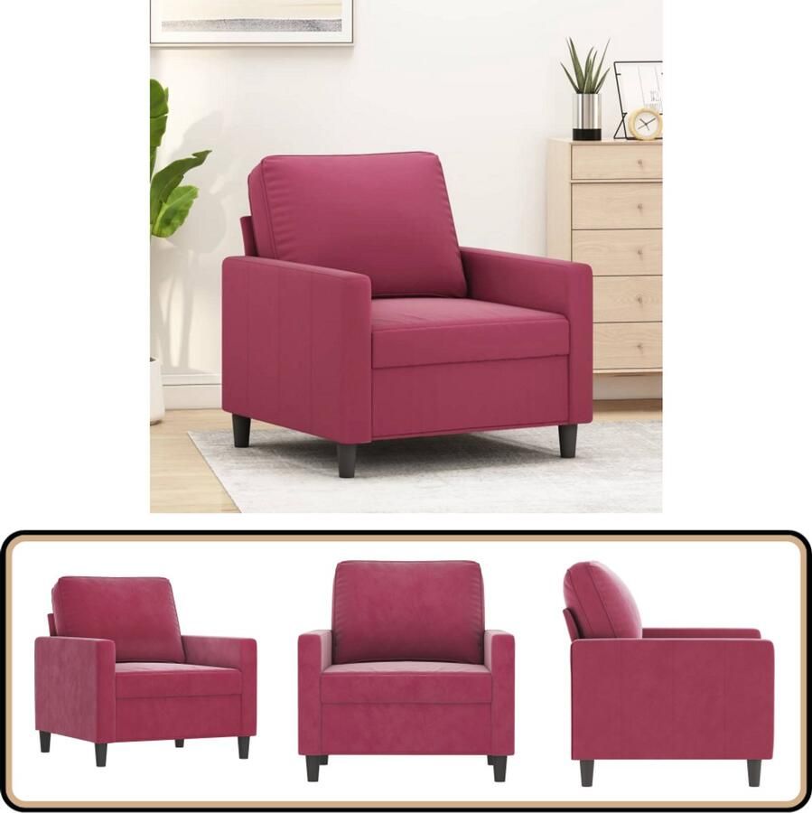 VidaXL Fauteuil Fluweel Wijnrood 60 cm Fauteuil Fauteuils Bank Zitstoel