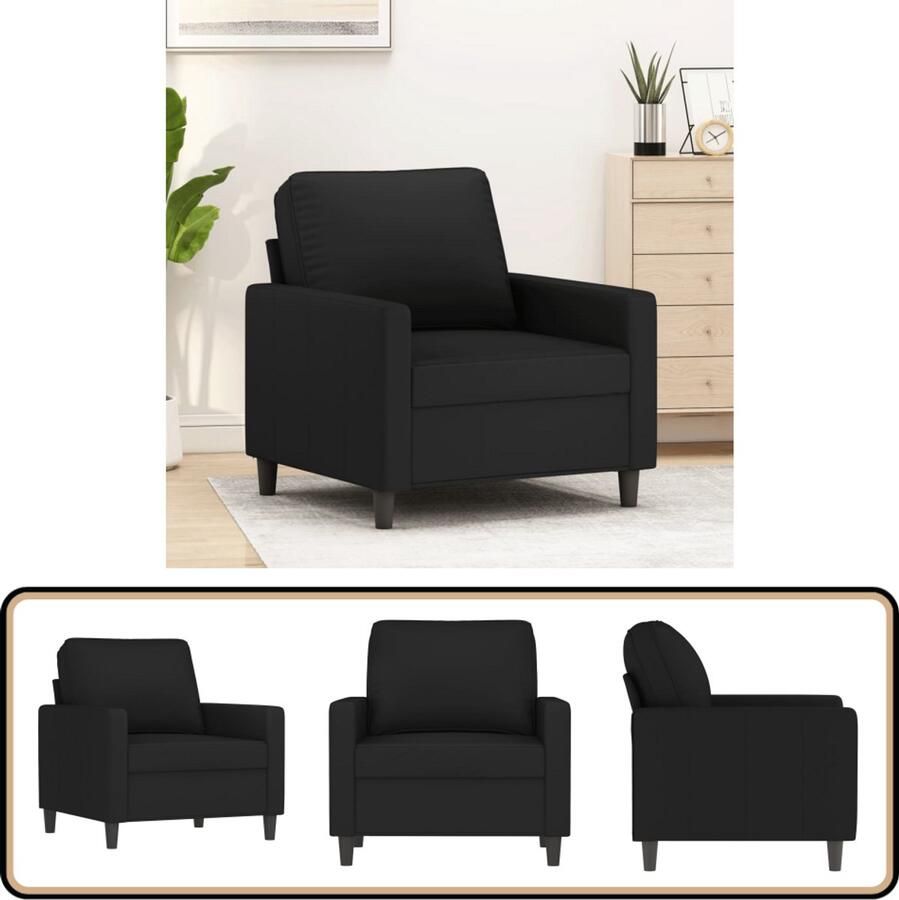 VidaXL Fauteuil Fluweel Zwart 60 cm Comfortabel Fauteuil Fluweel Stoffen Zwarte Fauteuil Lounge Stoel Zitzak