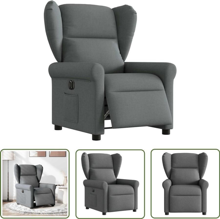 VidaXL Fauteuil Grijs Elektrische Fauteuil elektrisch verstelbaar stof donkergrijs Lounge Stoel Relaxstoel Ergonomische Stoel