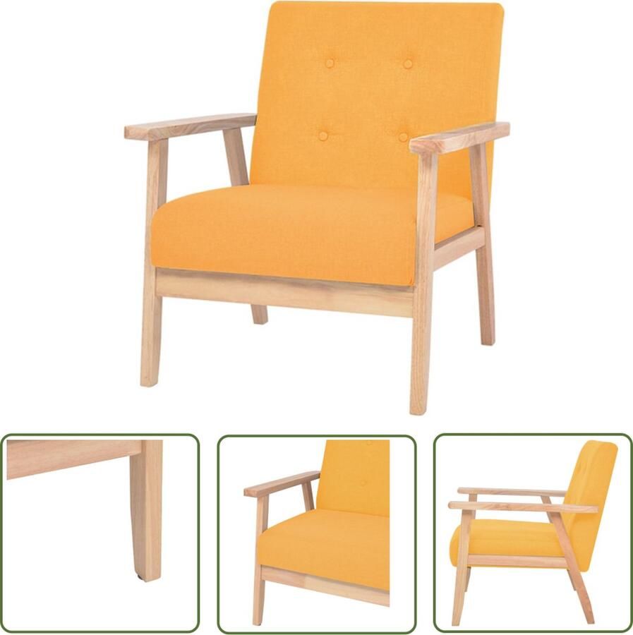 The Living Store Fauteuil Comfort Polyester 64.5 x 67 x 73.5 cm Geel Comfortabele Fauteuil Kopen Fauteuils Online Lounge Stoel Leesfauteuil - Foto 2
