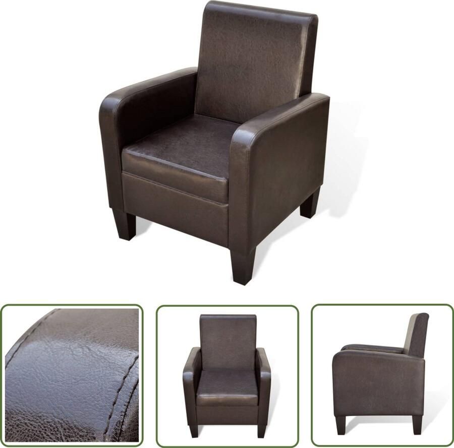 VidaXL Fauteuil Kunstleer Bruin Comfortabel design Fauteuil Bruine Fauteuil Lederlook Fauteuil Moderne Fauteuil Comfortstoel Zitoppervlak Woonkamer Meubels Relaxfauteuil