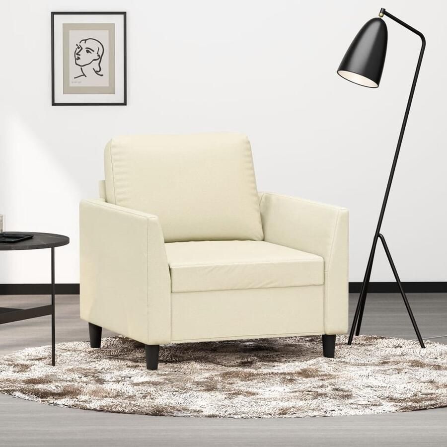 VidaXL Fauteuil Kunstleer crèmekleurig 60 cm Fauteuil Designstoel Lounge Stoel Creme Kleur Kunstleder