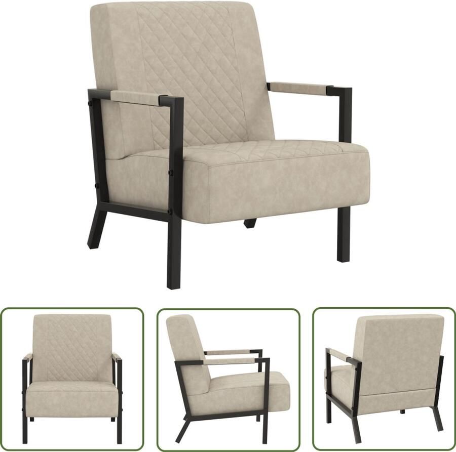 VidaXL Fauteuil Kunstleer Lichtgrijs Modern Design Industriele Fauteuil Grijs Design Fauteuil Lounge Fauteuil Moderne Fauteuil