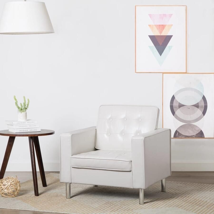 VidaXL Fauteuil Kunstleer Wit Stijlvol en Comfortabel Fauteuil Lederlook Witte Fauteuil Design Fauteuil Lounge Stoel Comfortabele Stoel Woonkamer Meubels Modern Interieur Accent Stoel - Foto 2