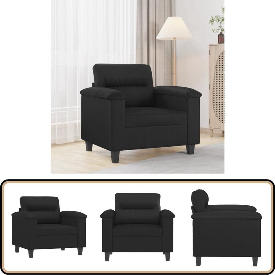 VidaXL Fauteuil Kunstleer Zwart 60 cm Fauteuil Zwarte Fauteuil Kunstlederen Fauteuil Lounge Fauteuil Comfortabele Fauteuil