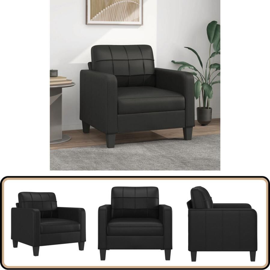 VidaXL Fauteuil Kunstleer Zwart 60 cm Fauteuil Zwarte Fauteuil Leren Fauteuil Lounge Stoel Salon Meubilair