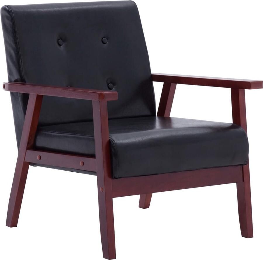 VidaXL Fauteuil Kunstleer Zwart Retro Fauteuil Vintage Fauteuil Lederlook Fauteuil Zitzakken Lounge Stoel Fauteuils - Foto 3