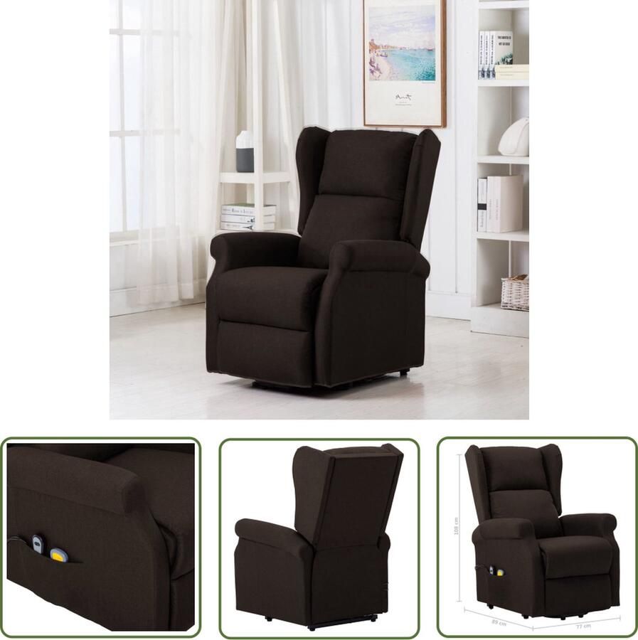 The Living Store Sta-op-massagestoel donkerbruin 77 x 89 x 108 cm verstelbaar Sta-op Massagerstoel Fauteuil Massage Ergonomische Stoel Relaxstoel Comfortstoeltje - Foto 2
