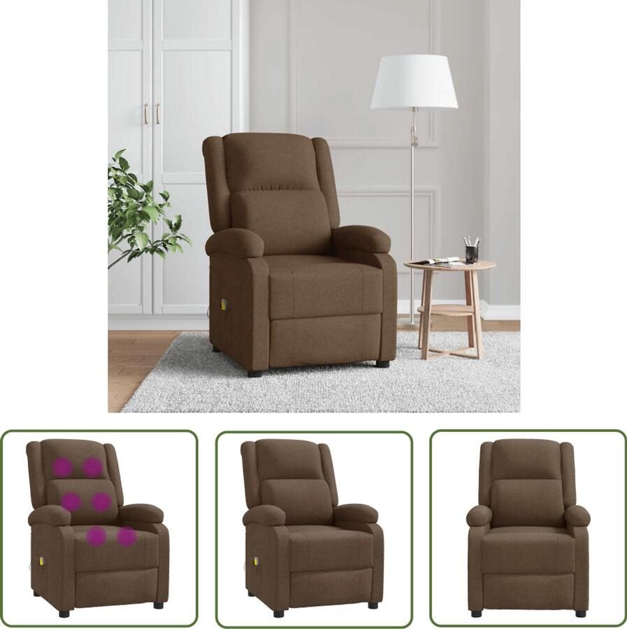 VidaXL Fauteuil Massagestoel stof bruin Massage Ergonomisch Comfort