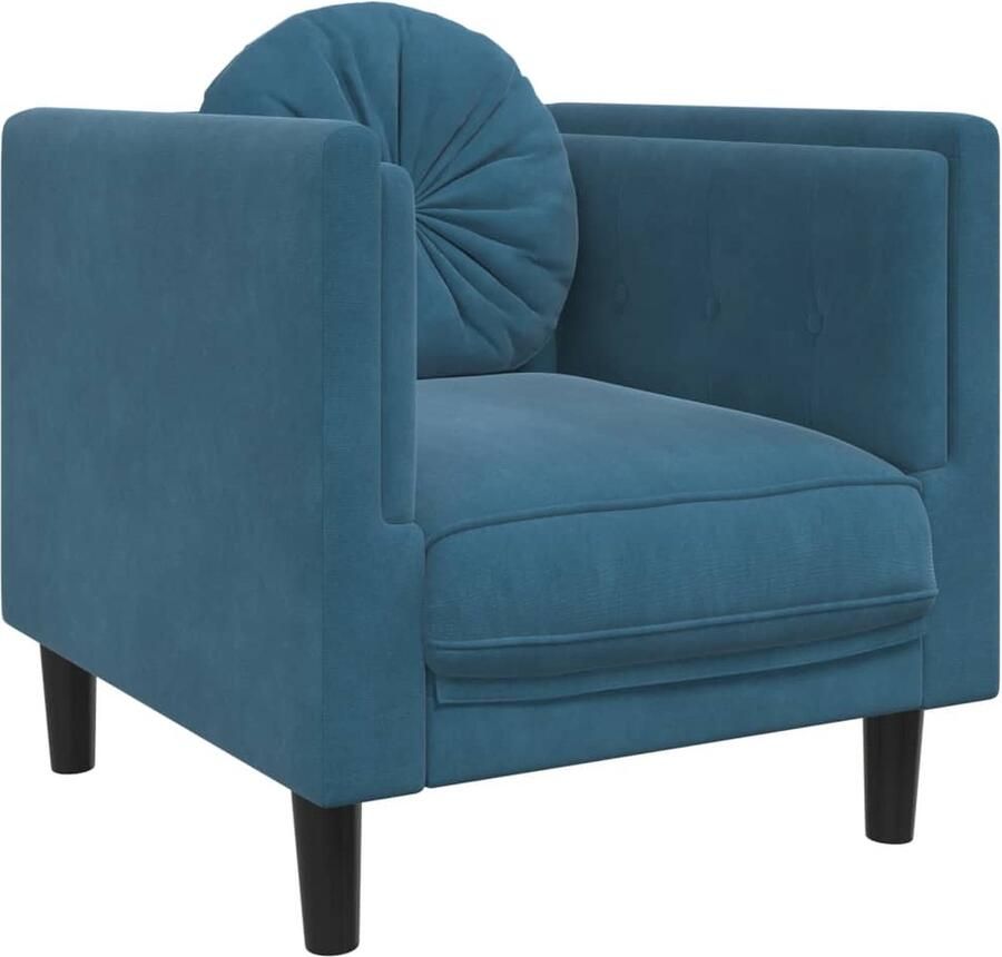 VidaXL Fauteuil met kussen Fluweel Blauw