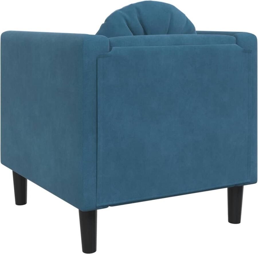 VidaXL Fauteuil met kussen fluweel blauw - Foto 4