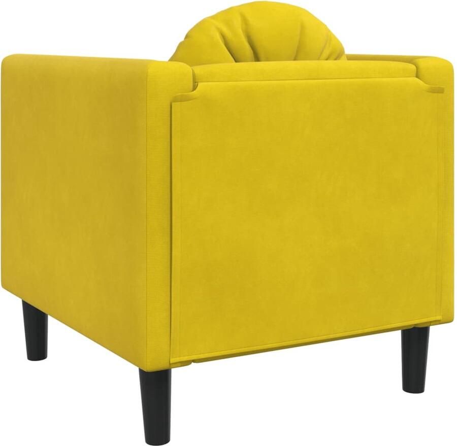 VidaXL Fluweel Fauteuil met kussen fluweel geel Lounge Livingroom - Foto 3