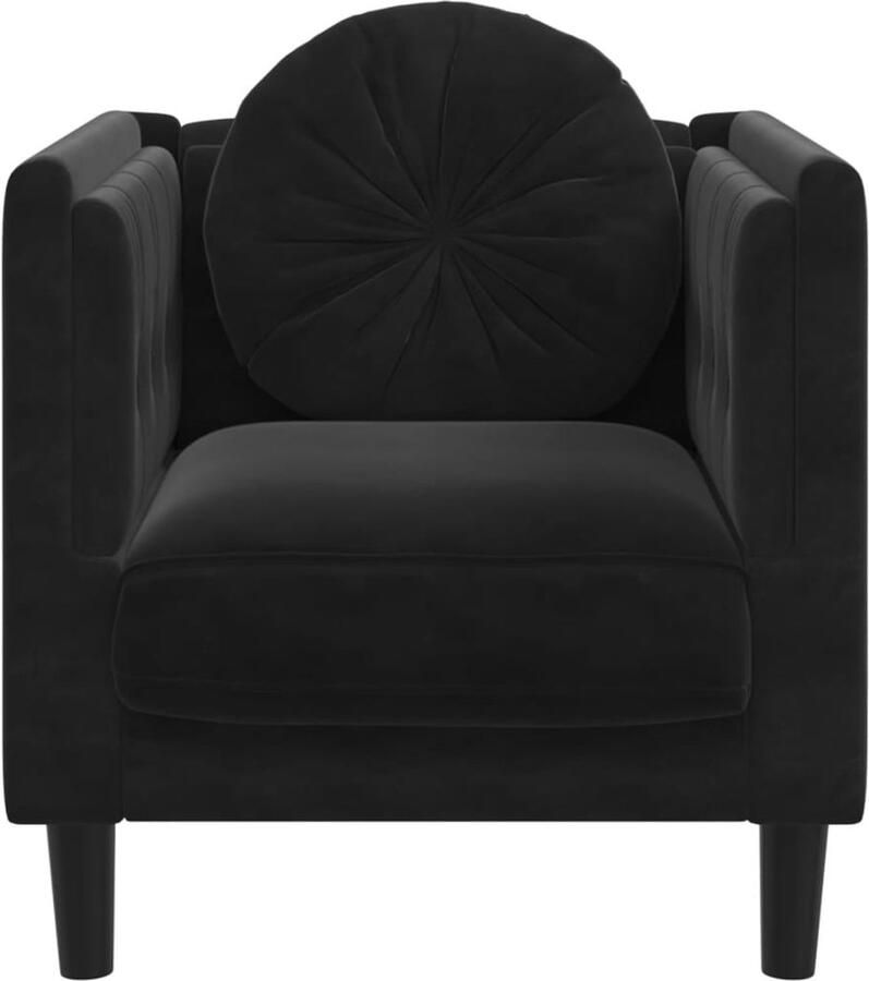 VidaXL Fauteuil met kussen fluweel zwart - Foto 4