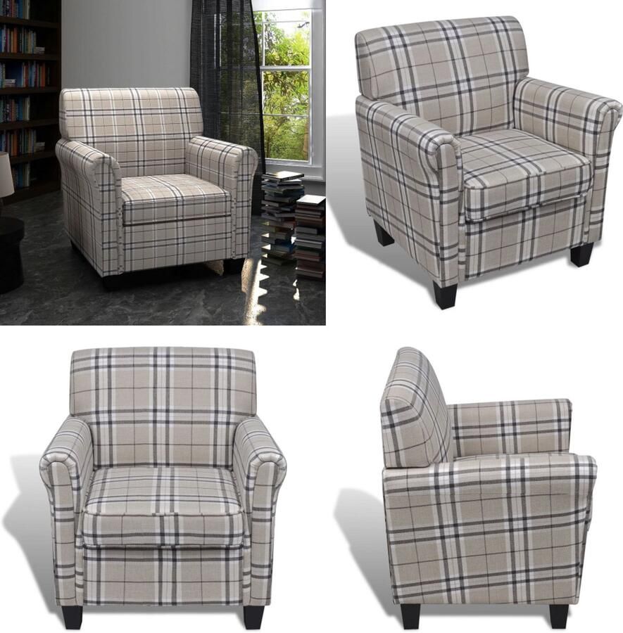 VidaXL Fauteuil met kussen stof crème Fauteuils Stoel Stoelen