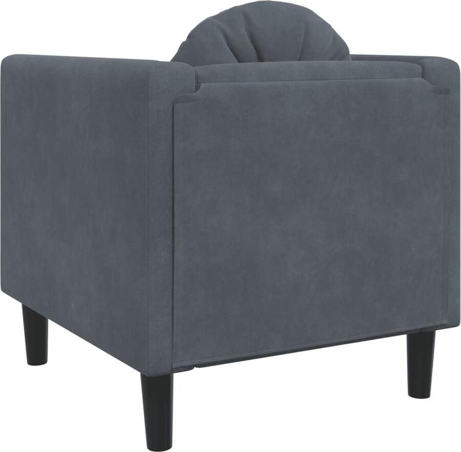 VidaXL Fluweel Fauteuil met kussens fluweel donkergrijs Donkere Kleuren Loungemeubilair Woonkamerdecoratie