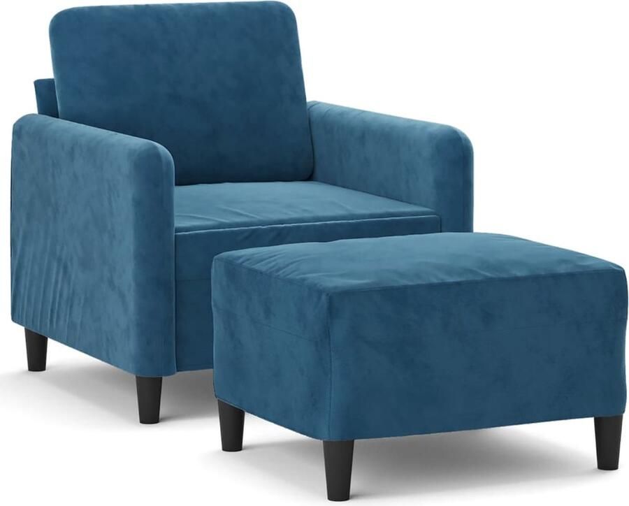 VidaXL Fauteuil met voetenbank 60 cm fluweel blauw