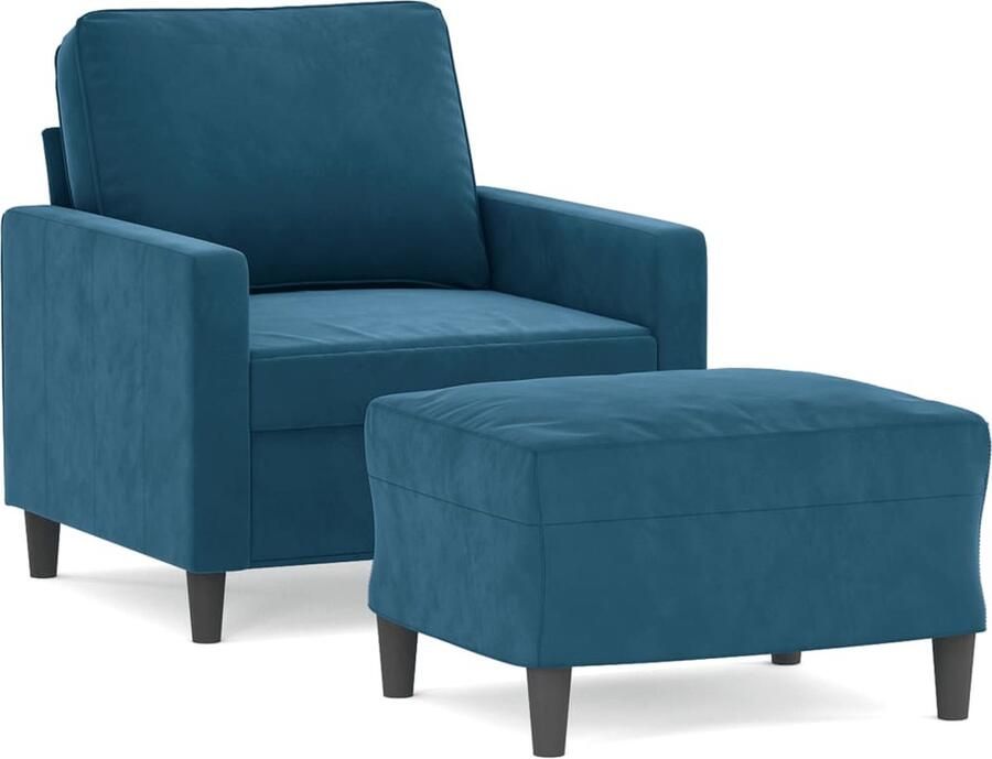 VidaXL Fauteuil met voetenbank 60 cm fluweel blauw
