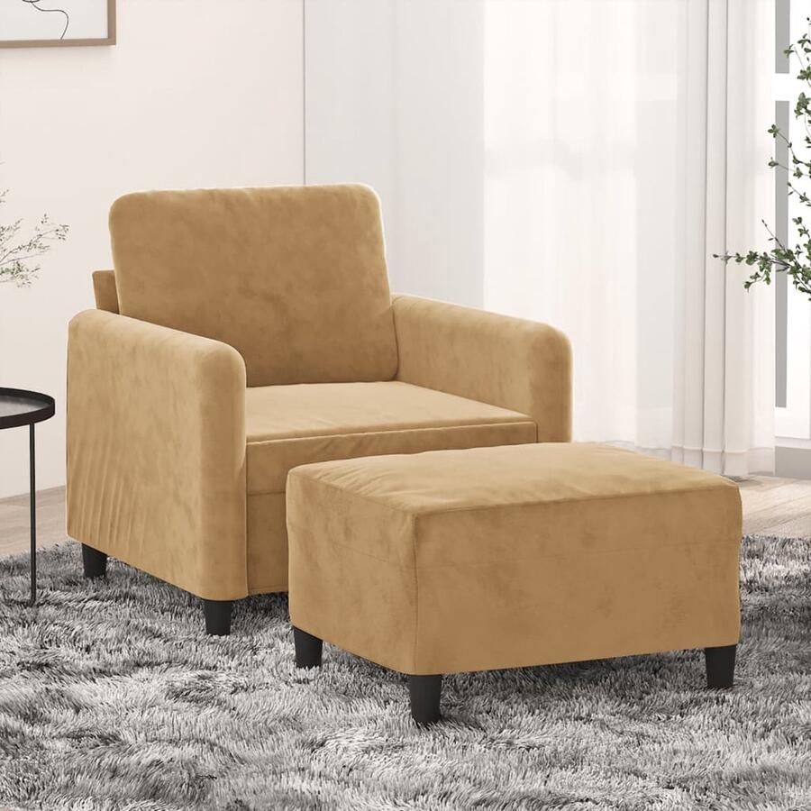 VidaXL -Fauteuil-met-voetenbank-60-cm-fluweel-bruin