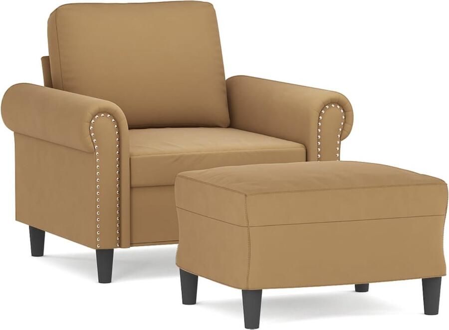 VidaXL -Fauteuil-met-voetenbank-60-cm-fluweel-bruin - Foto 4