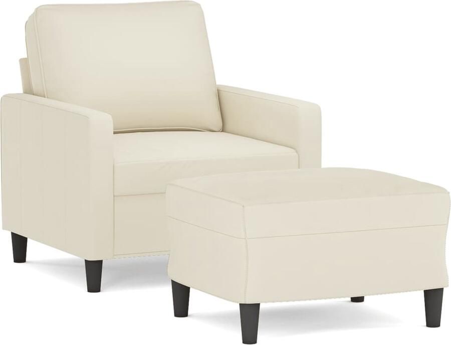 VidaXL Fauteuil met voetenbank 60 cm fluweel crÃ¨mekleurig - Foto 4