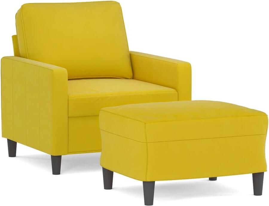 VidaXL -Fauteuil-met-voetenbank-60-cm-fluweel-geel - Foto 2