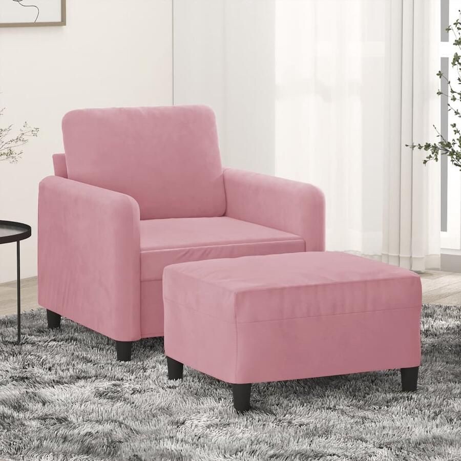 VidaXL -Fauteuil-met-voetenbank-60-cm-fluweel-roze