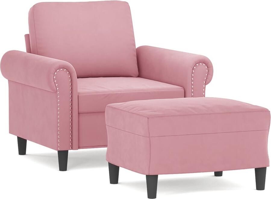VidaXL -Fauteuil-met-voetenbank-60-cm-fluweel-roze - Foto 4