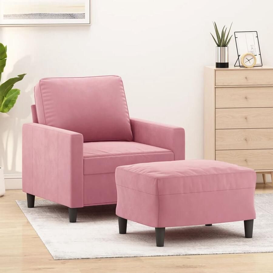VidaXL -Fauteuil-met-voetenbank-60-cm-fluweel-roze - Foto 2