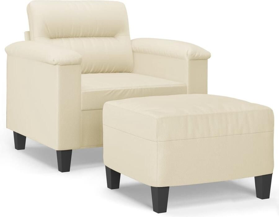 VidaXL Fauteuil met voetenbank 60 cm kunstleer crèmekleurig