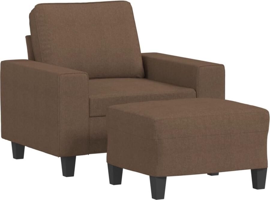 VidaXL -Fauteuil-met-voetenbank-60-cm-stof-bruin