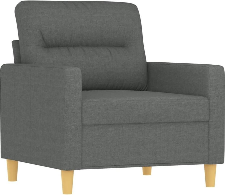 VidaXL Fauteuil met Voetenbank Stof Donkergrijs Fauteuil Lounge Stoel Relaxstoel Grijs Fauteuil Donkere Fauteuils - Foto 3